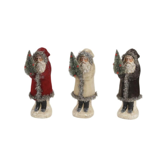 a group of santa claus figurines