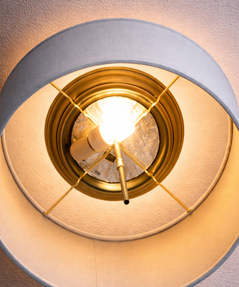 Moderne Flush Mount Conversion Kit 16"w Light Oatmeal Linen Drum Lampshade
