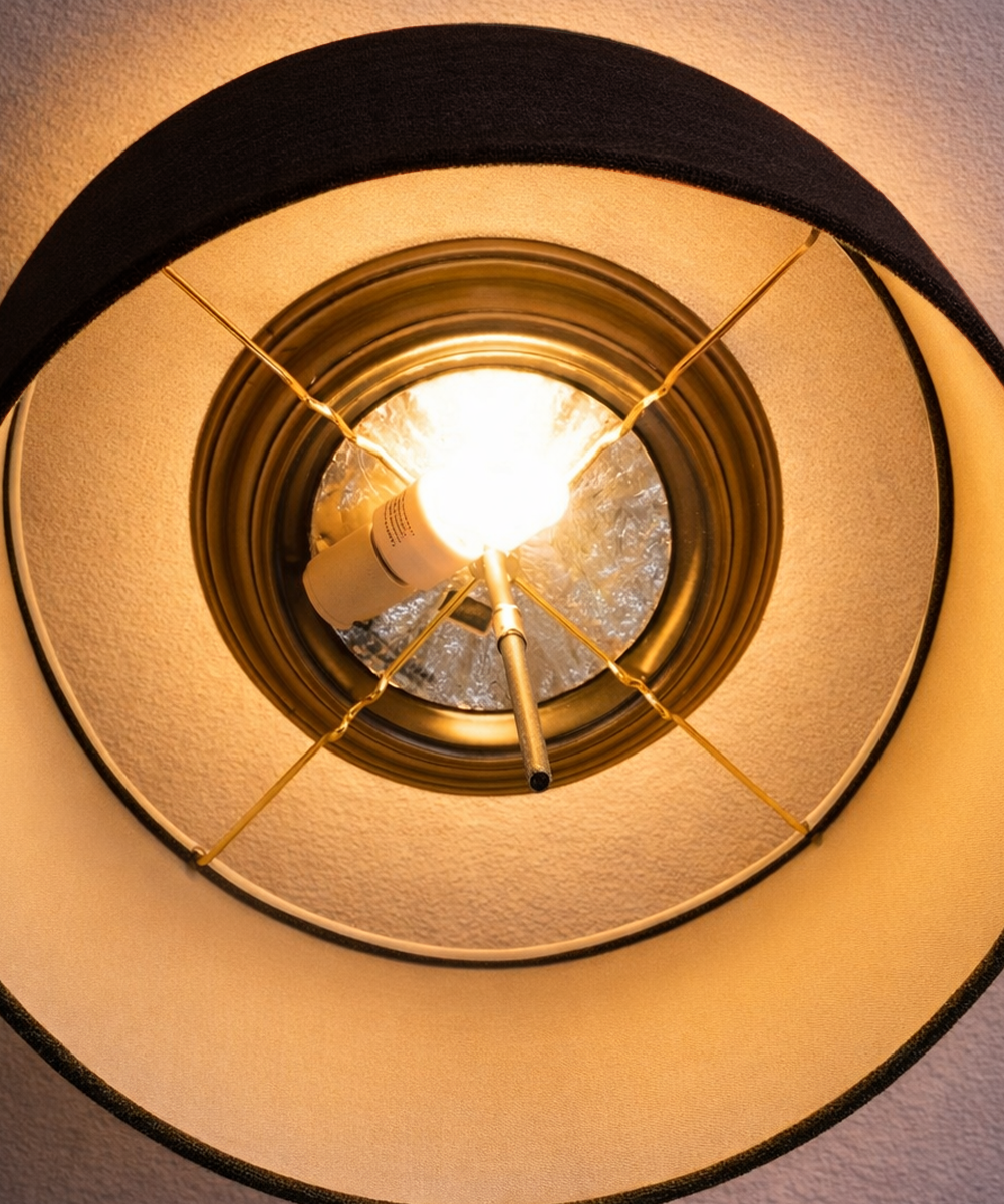 Moderne Flush Mount Conversion Kit 18"w Chocolate Burlap Shallow Drum Lampshade