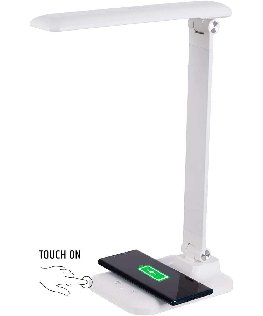 Brilli 15"H Bright-Clean Antimicrobial LED Desk Lamp Matte White Finish with Wireless Charging
