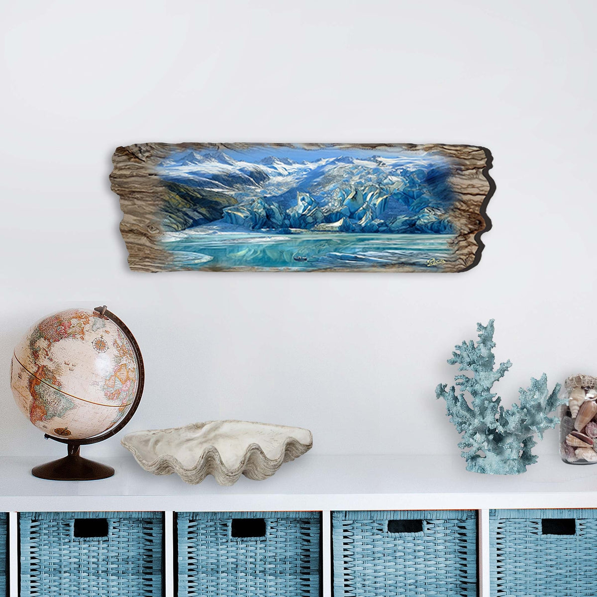 Majestic Glacier Wooden Wall Art by G. DeBrekht Coastal Decor - 8491105W