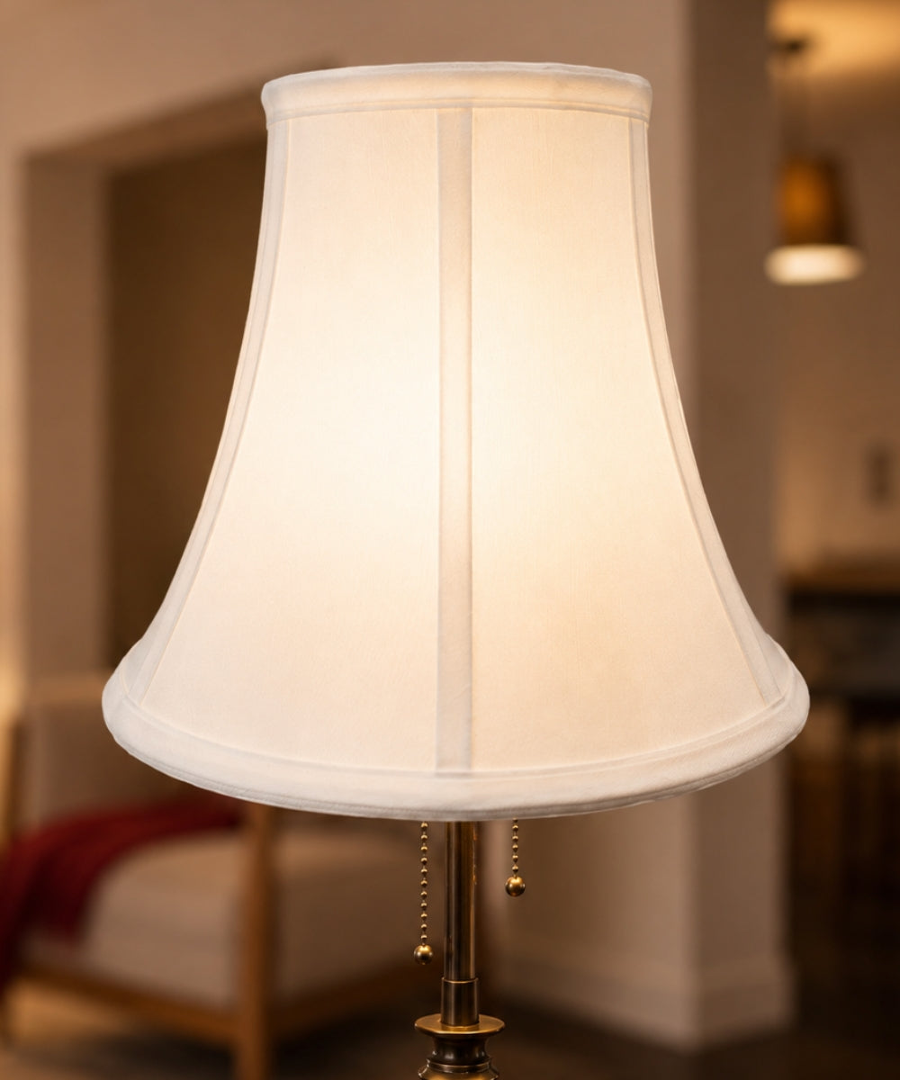 10"W x 9"H White Bell Shantung Shade