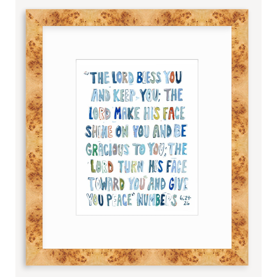 Numbers 6: 24-26 Blue Bible Verse Fine Art Print