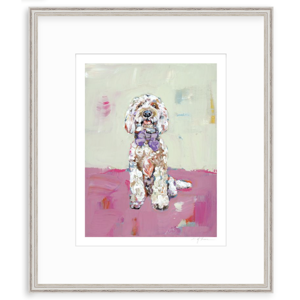 Doodle Dog (pink background) Fine Art Print