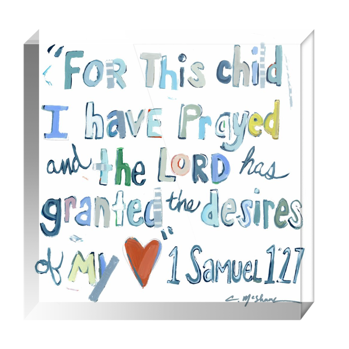 1 Samuel 1:27 Bible Verse Acrylic Tabletop Art