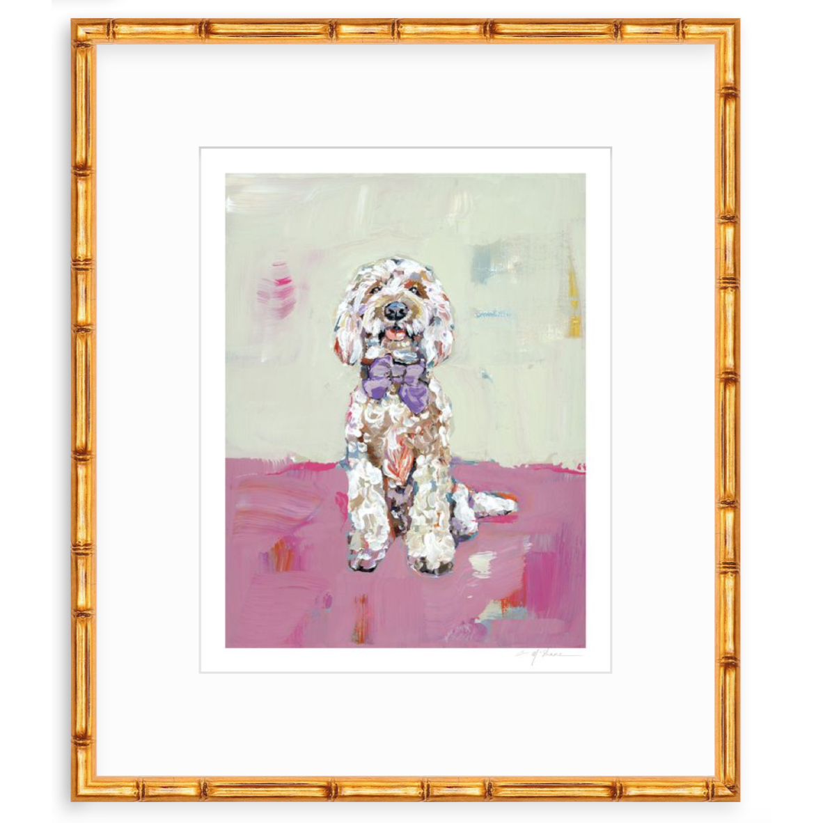 Doodle Dog (pink background) Fine Art Print