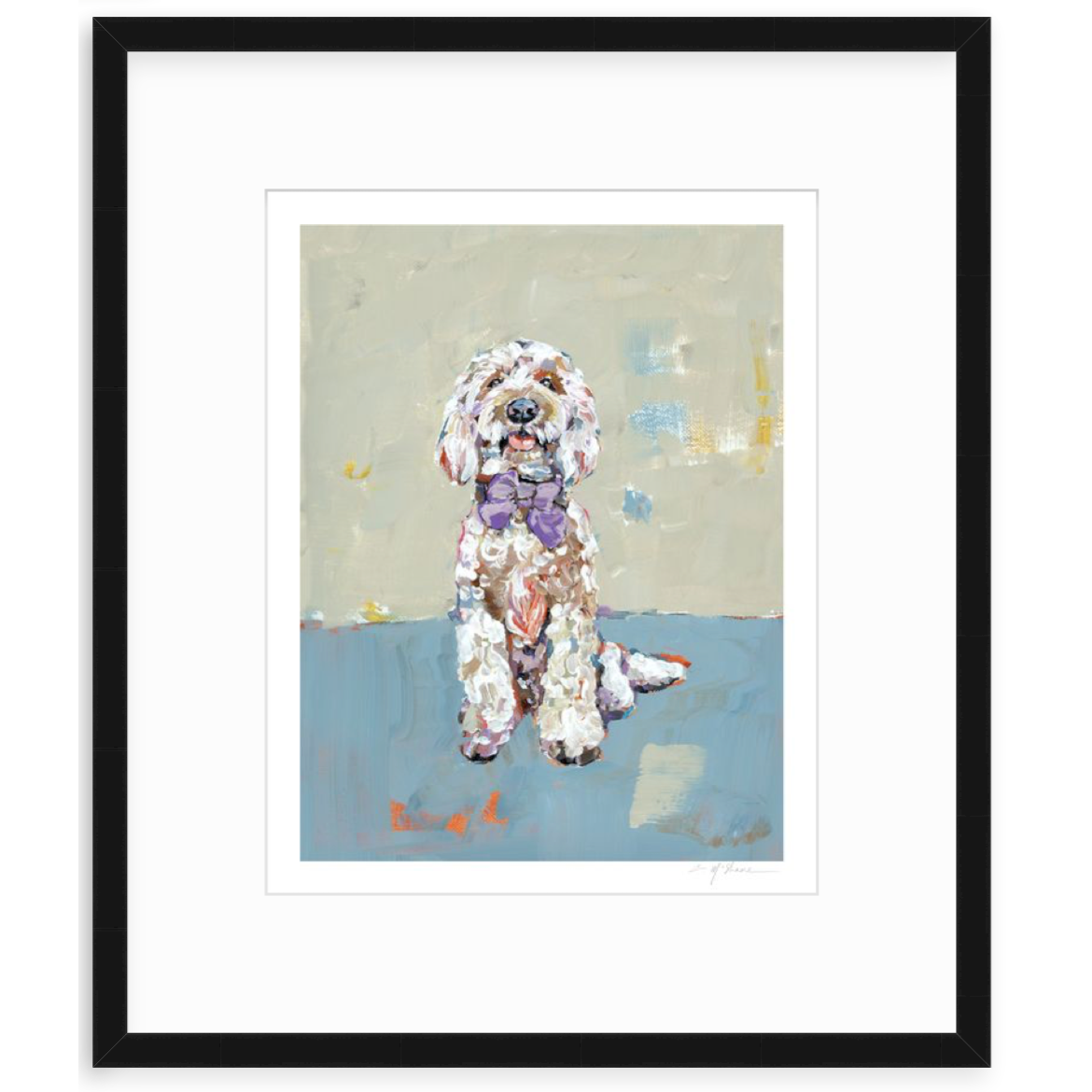 Doodle Dog (blue background) Fine Art Print