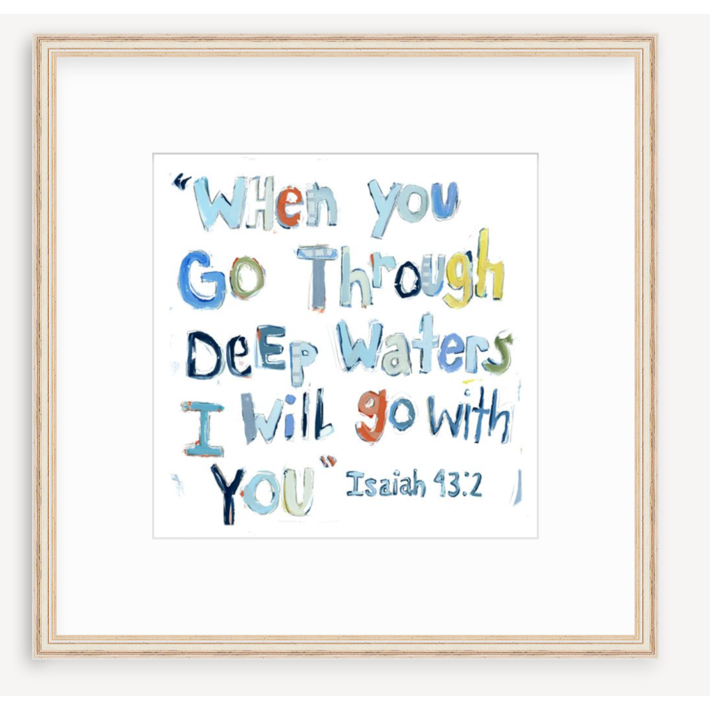 Isaiah 43:2 Blue Bible Verse Fine Art Print
