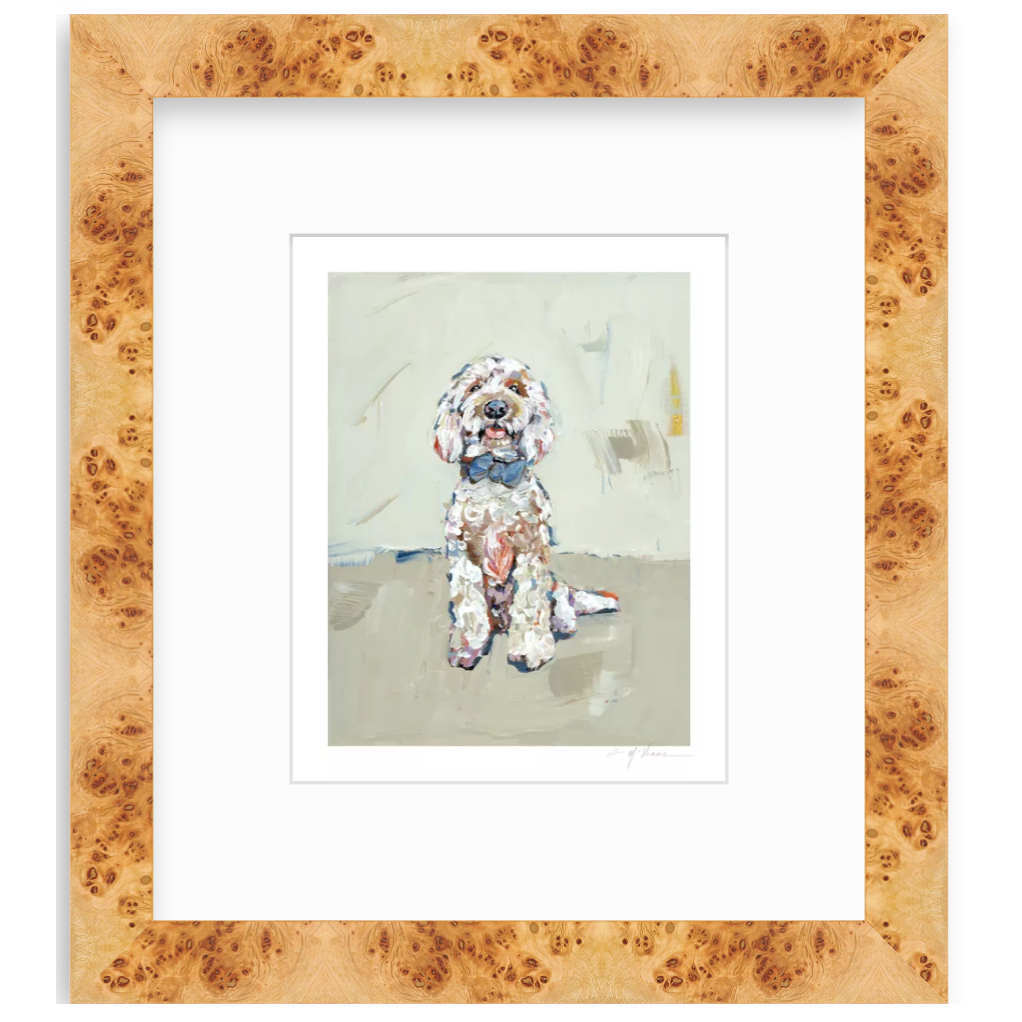 Goldendoodle Blue Bow Fine Art Print