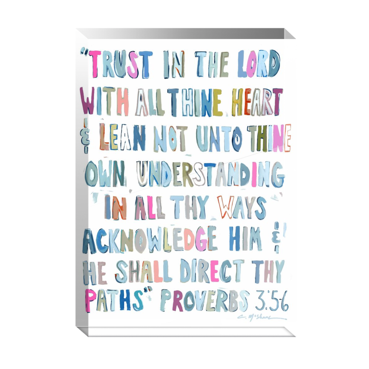 Proverbs 3:5-6 Bible Verse Acrylic Tabletop Art