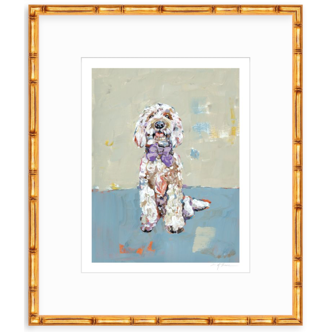 Doodle Dog (blue background) Fine Art Print