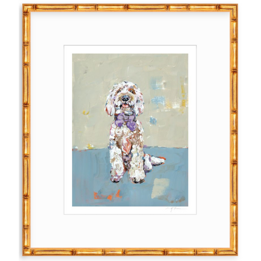 Doodle Dog (blue background) Fine Art Print