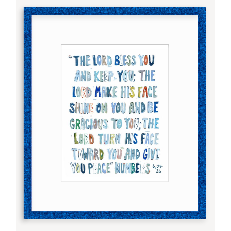 Numbers 6: 24-26 Blue Bible Verse Fine Art Print