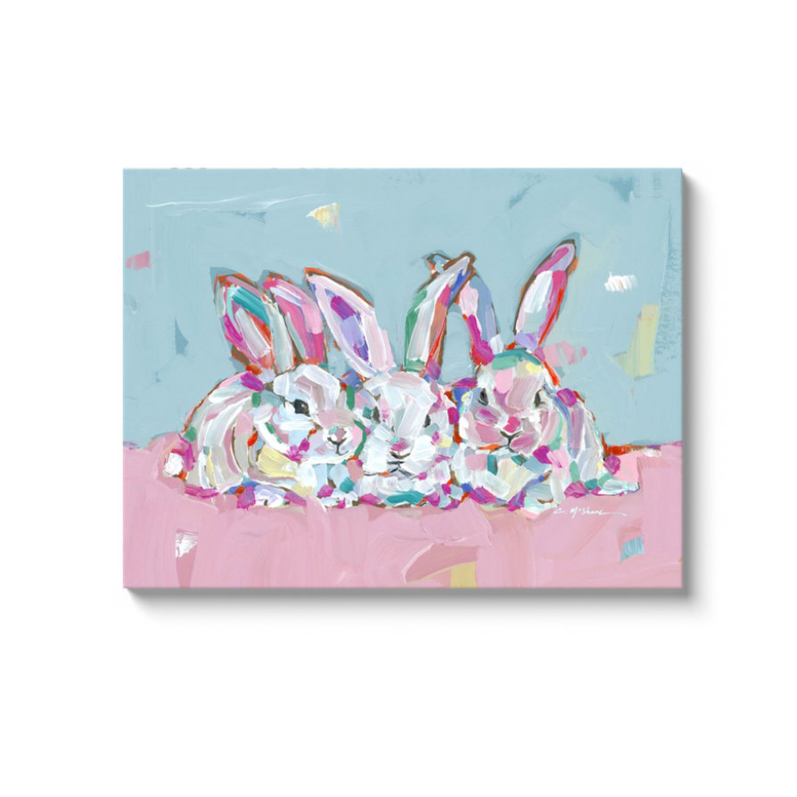"Hip Hap Hop" bunnies on canvas