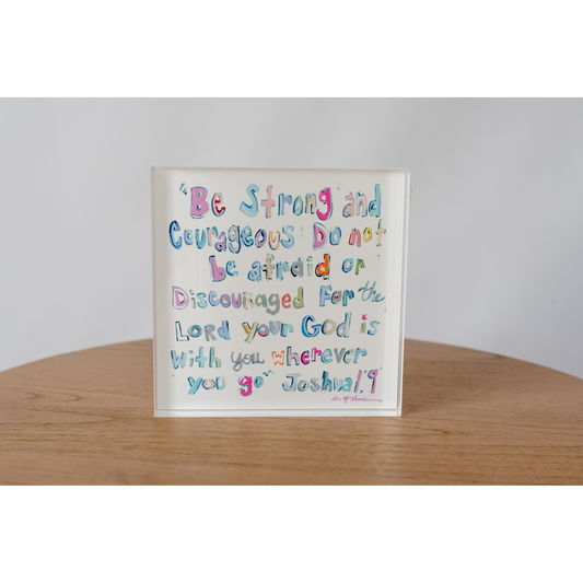 Joshua 1:9 Bible Verse Acrylic Tabletop Art