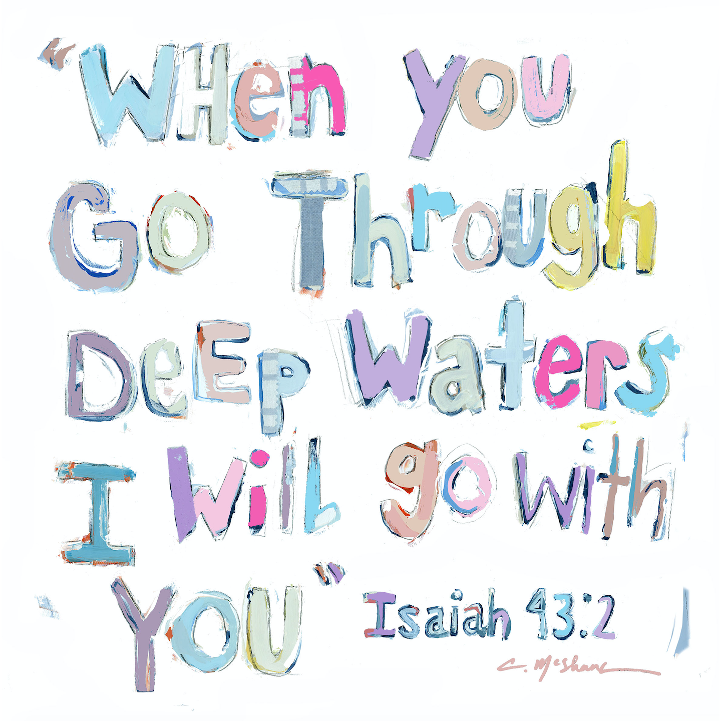 Isaiah 43:2 Bible Verse Acrylic Tabletop Art