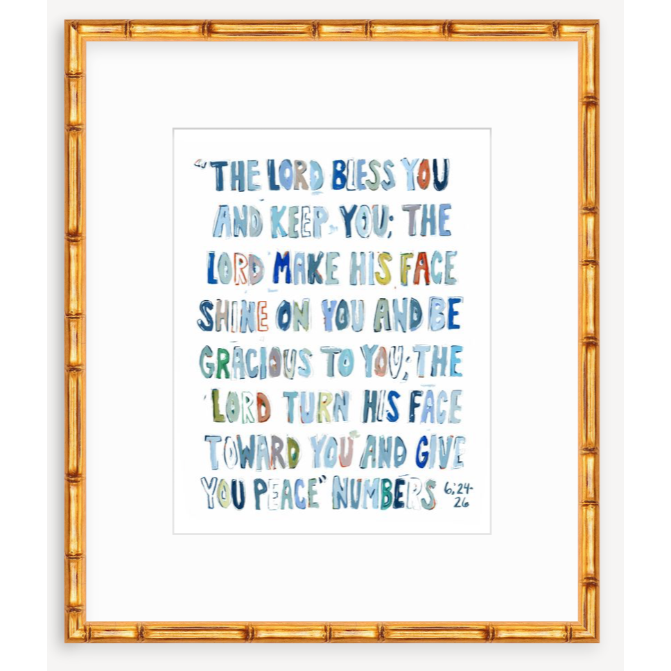 Numbers 6: 24-26 Blue Bible Verse Fine Art Print