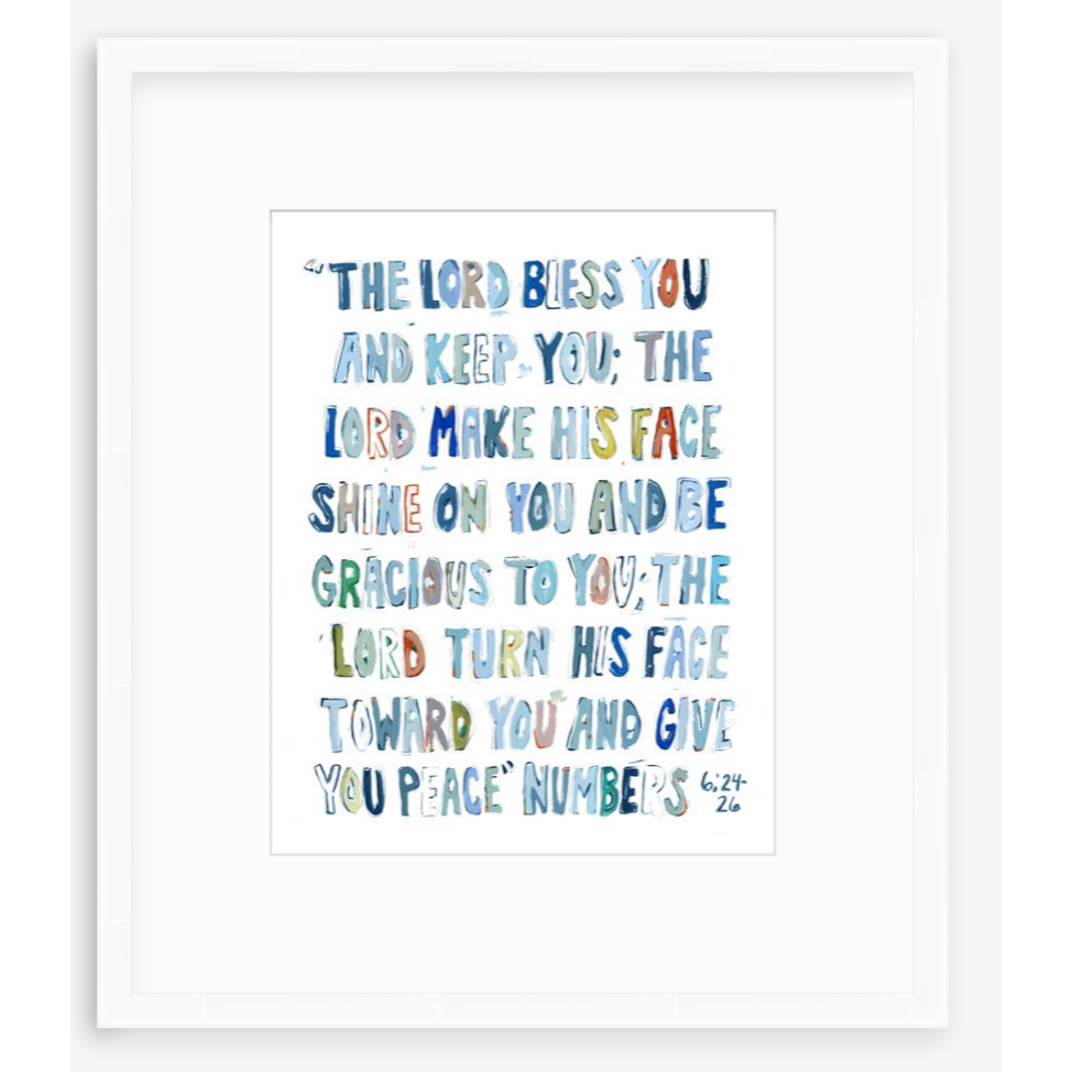 Numbers 6: 24-26 Blue Bible Verse Fine Art Print