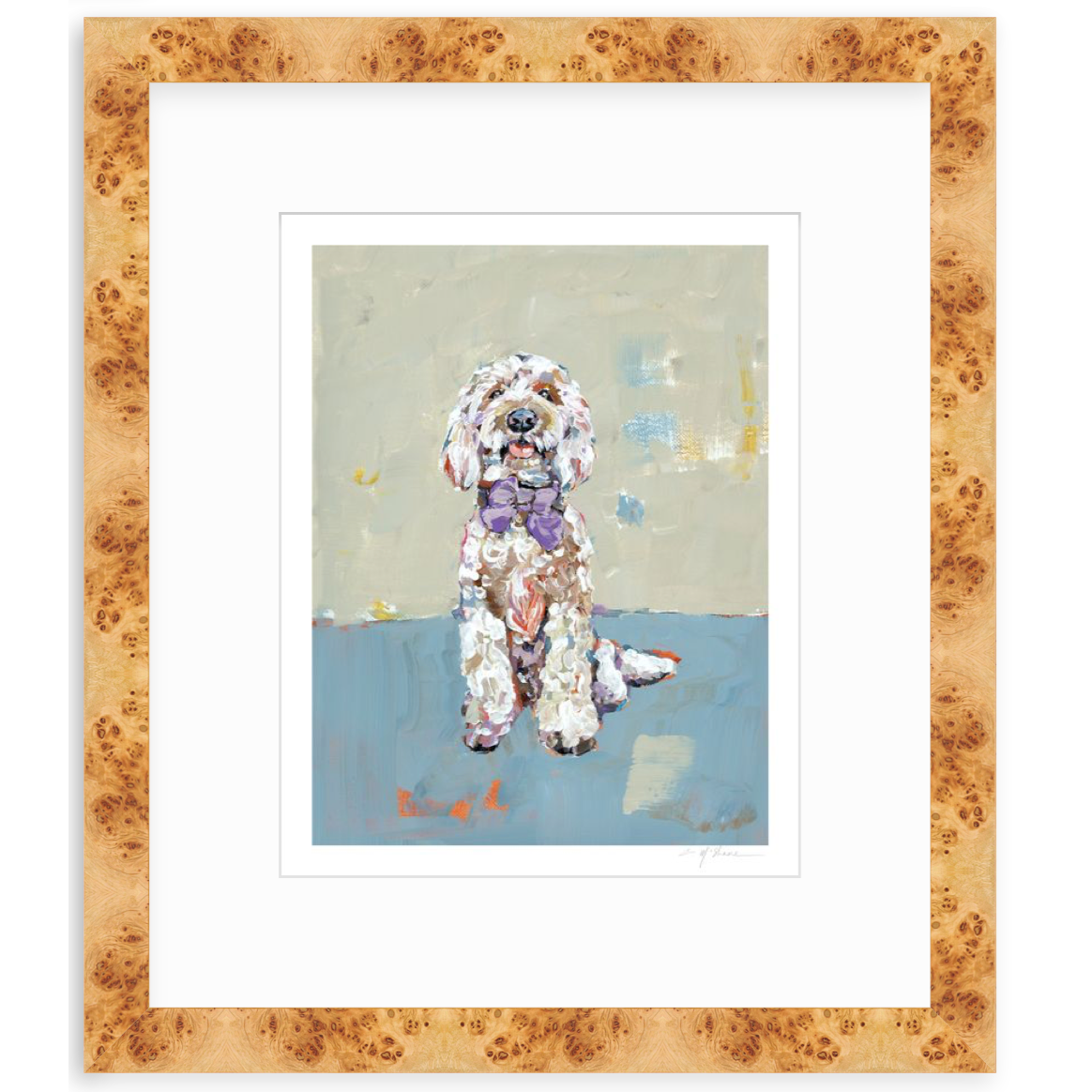 Doodle Dog (blue background) Fine Art Print