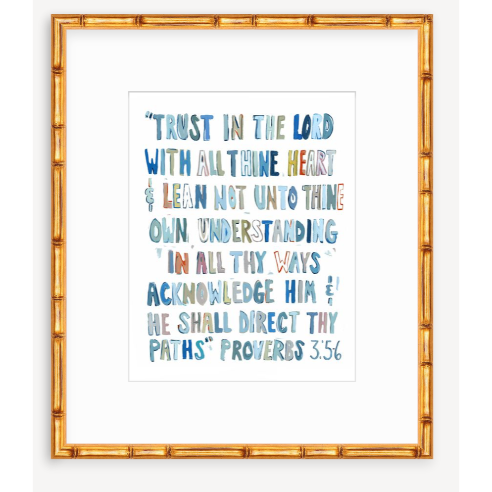 Proverbs 3: 5-6 Blues Bible Verse Fine Art Print