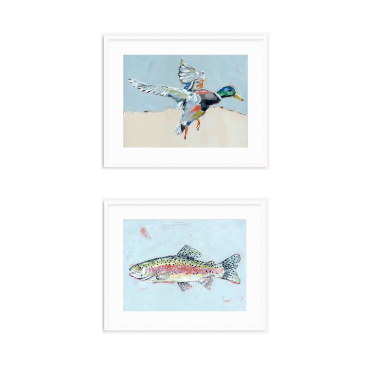 Shore Searching Mallard And Fish Fine Art Print