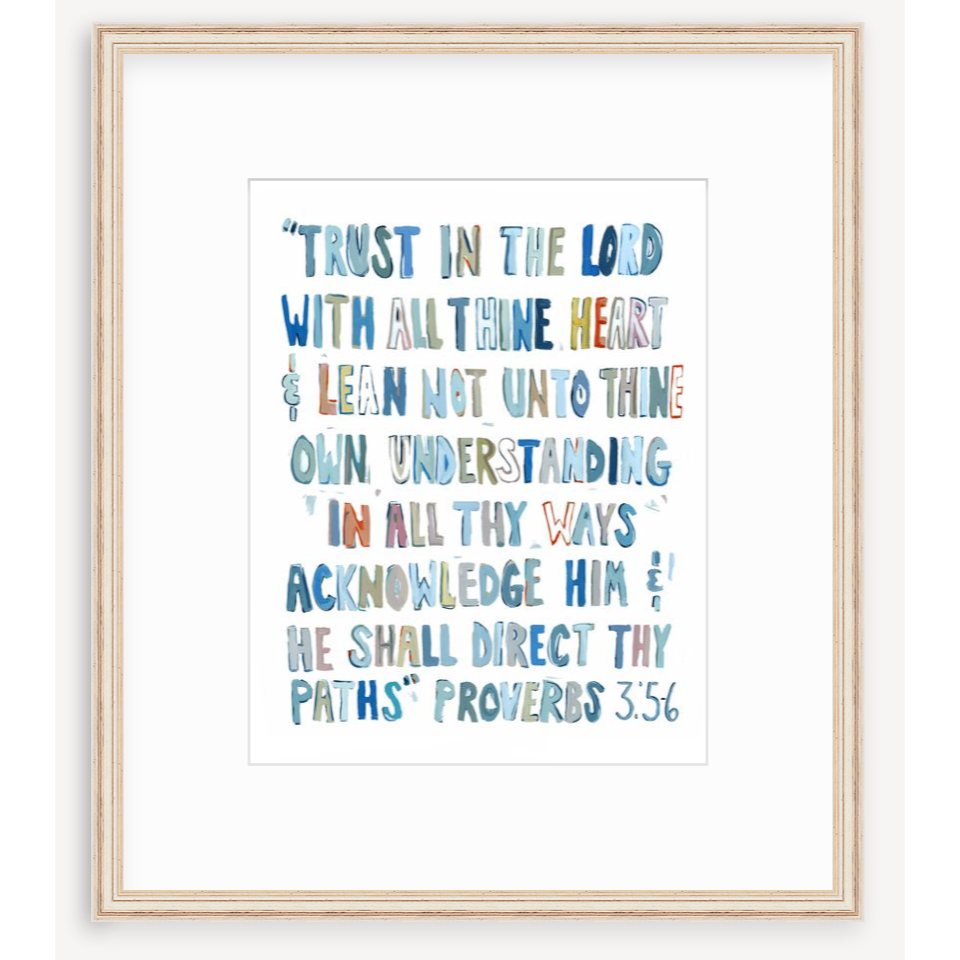 Proverbs 3: 5-6 Blues Bible Verse Fine Art Print
