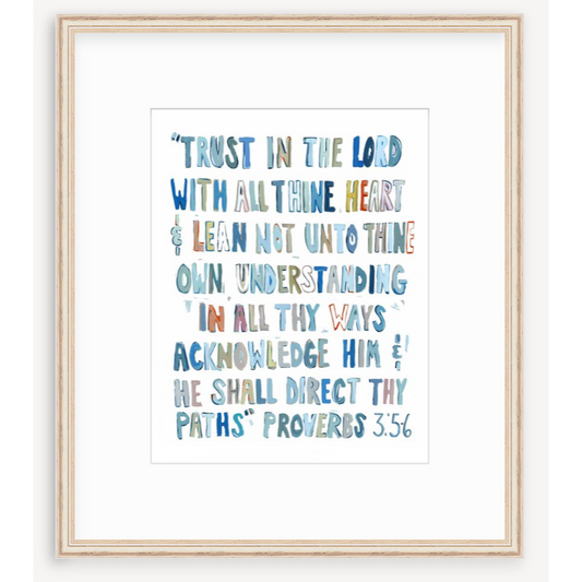 Proverbs 3: 5-6 Blues Bible Verse Fine Art Print
