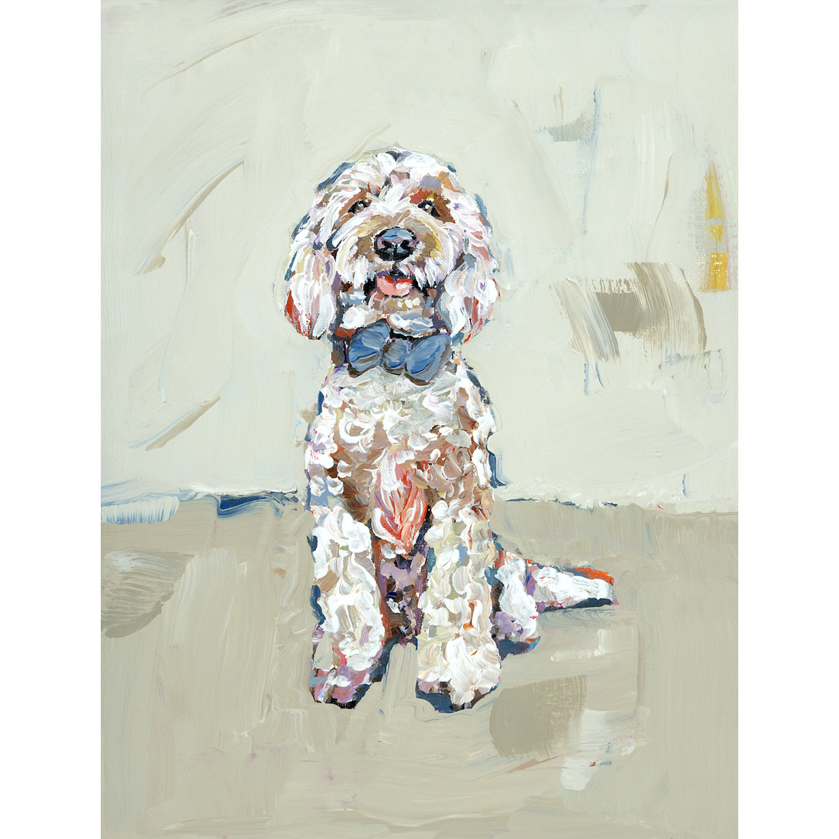 Goldendoodle Blue Bow Fine Art Print