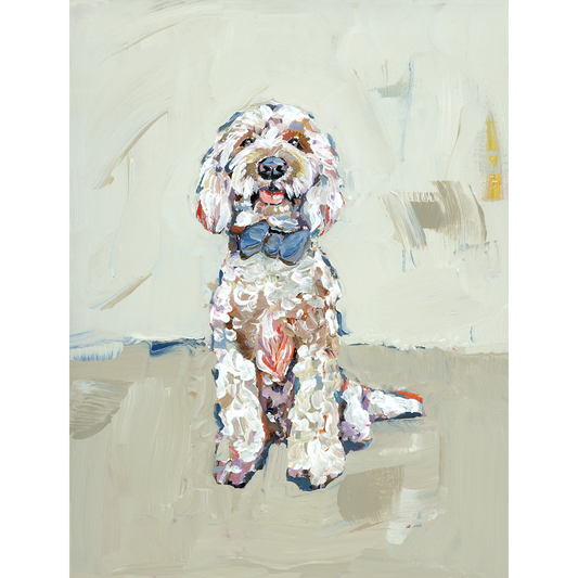 Goldendoodle Blue Bow Fine Art Print