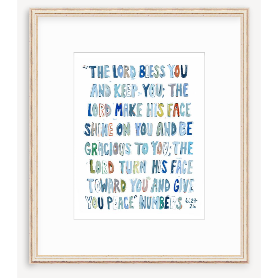 Numbers 6: 24-26 Blue Bible Verse Fine Art Print