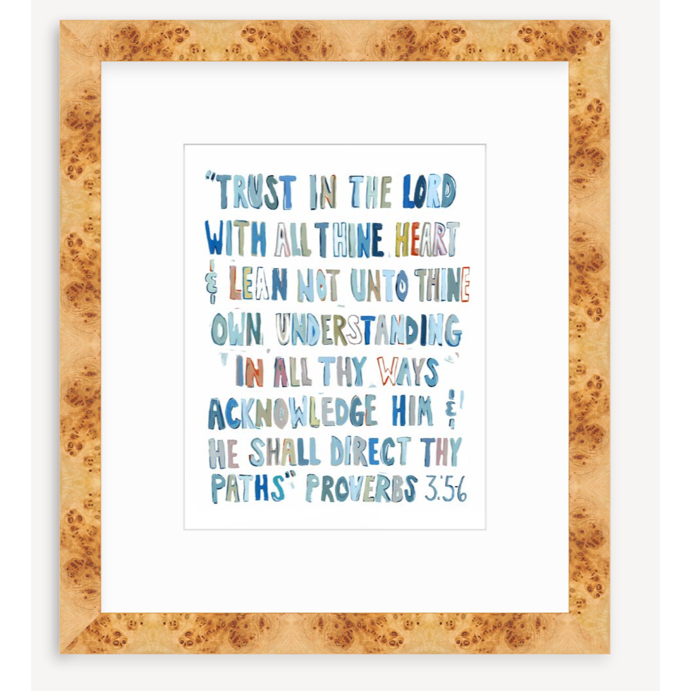Proverbs 3: 5-6 Blues Bible Verse Fine Art Print