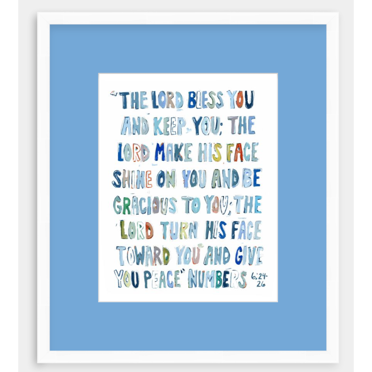Numbers 6: 24-26 Blue Bible Verse Fine Art Print