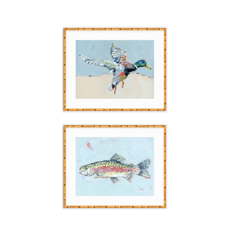 Shore Searching Mallard And Fish Fine Art Print