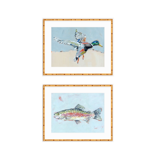 Shore Searching Mallard And Fish Fine Art Print