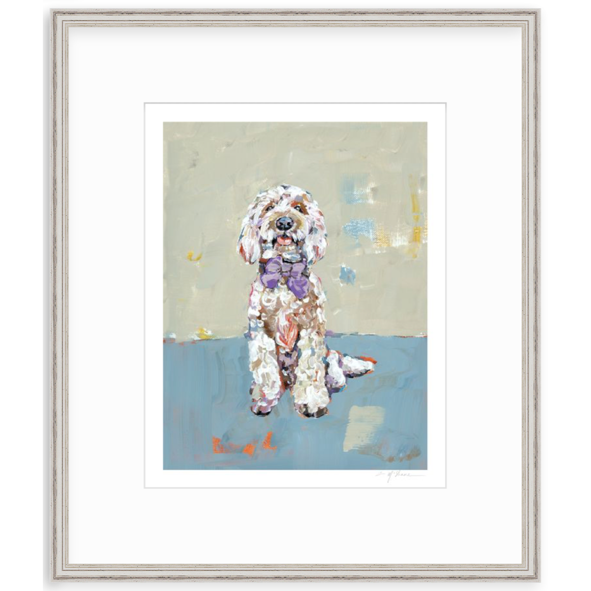 Doodle Dog (blue background) Fine Art Print