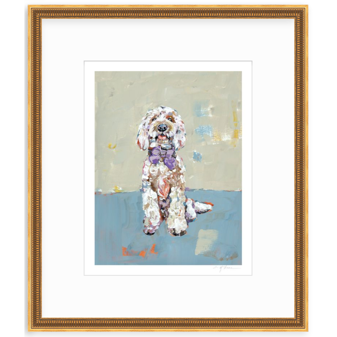 Doodle Dog (blue background) Fine Art Print