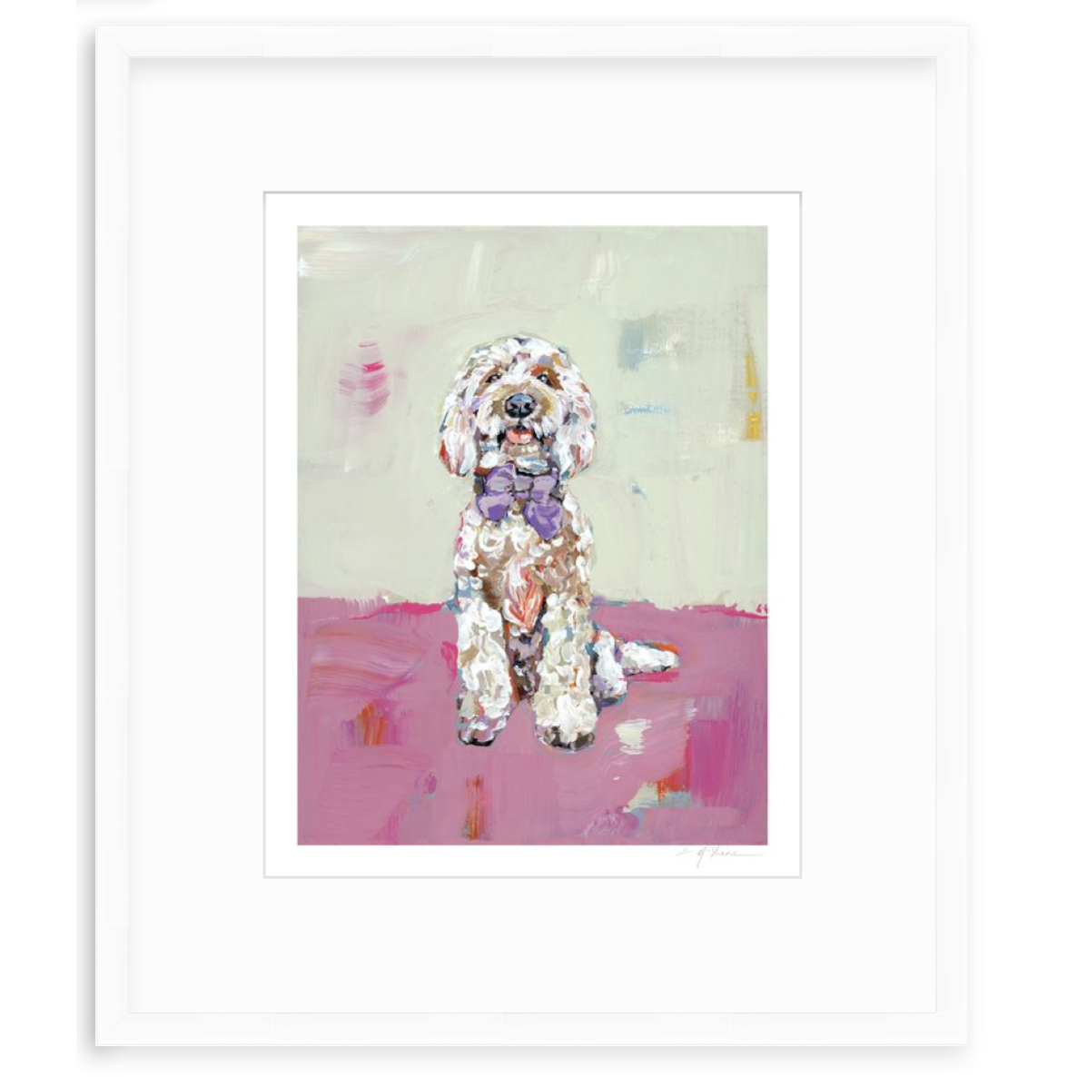 Doodle Dog (pink background) Fine Art Print