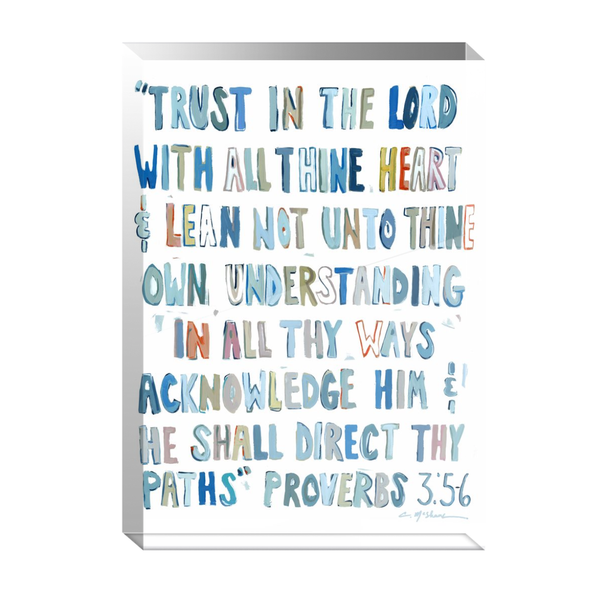 Proverbs 3:5-6 Bible Verse Acrylic Tabletop Art