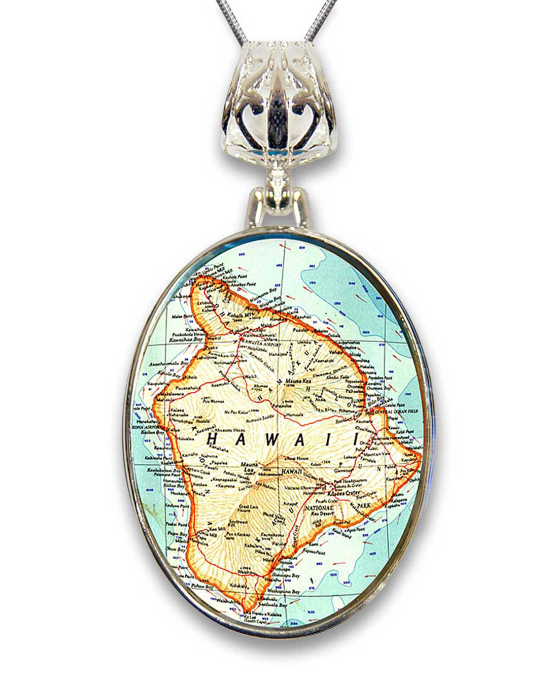 Hawaii Silver-Plated Mother of Pearl Jewelry Pendant Necklace - 44057