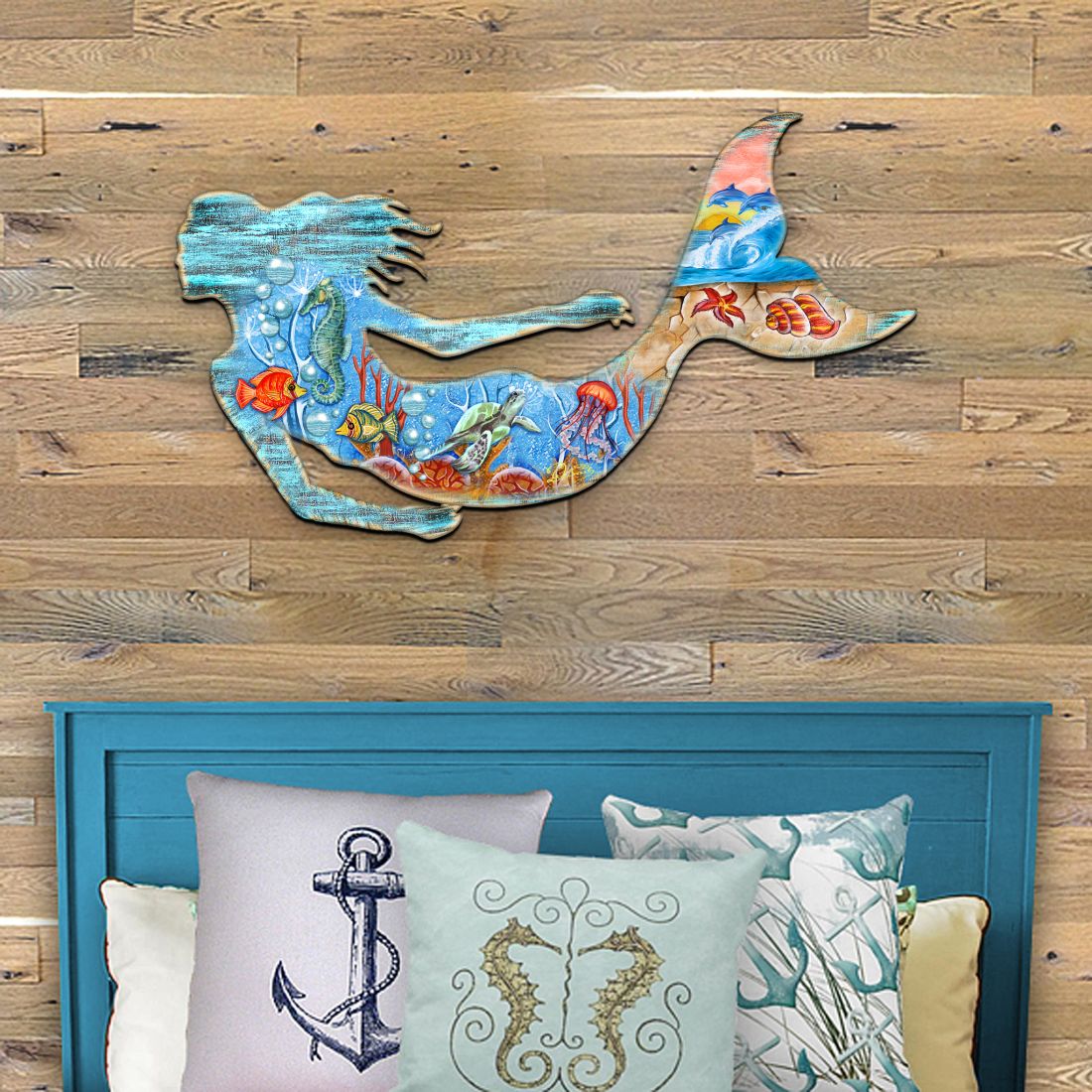 Rustic Mermaid Door Decor by G. DeBrekht - Coastal Holiday Decor - 81985142H