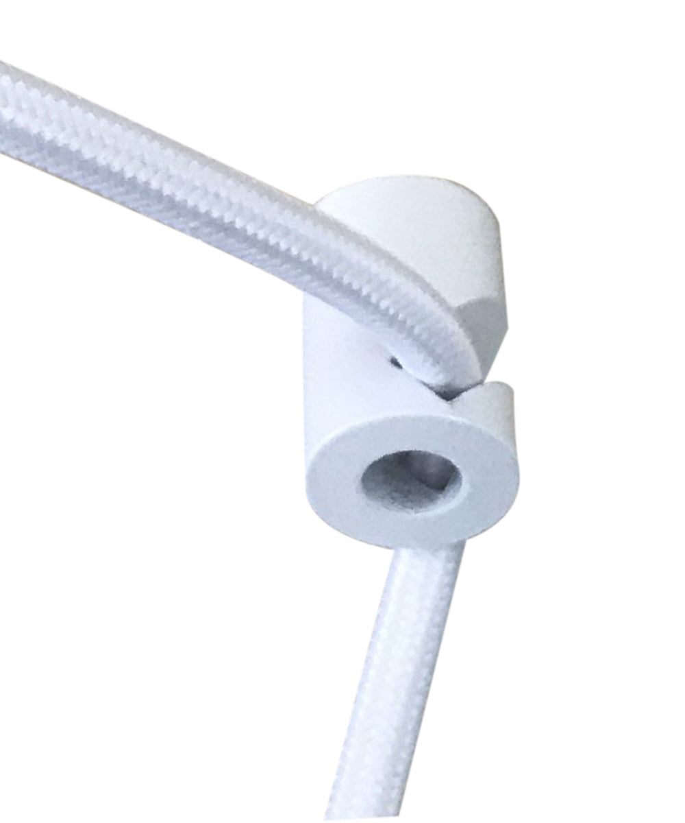 2 Light Swag Plug-In Pendant 16"w Light Oatmeal Linen Drum with Diffuser, White Cord