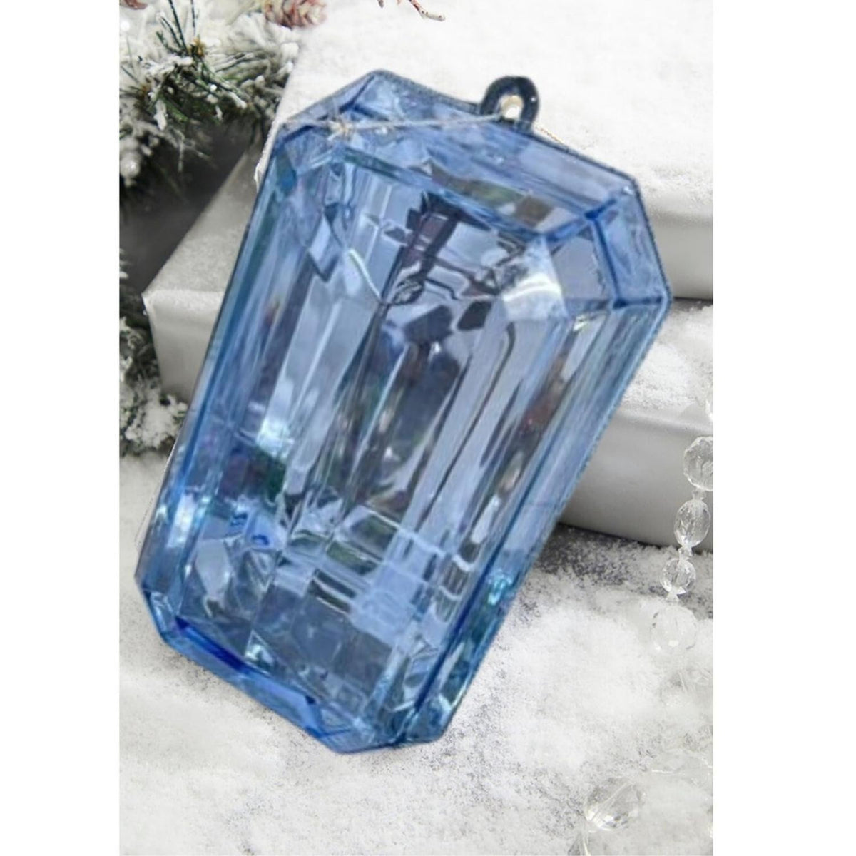 9" Acrylic Rectangle Jewel Ornament: Sapphire Blue