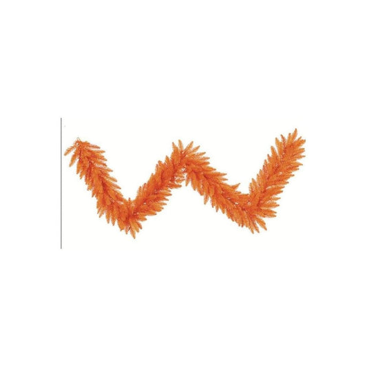 9' Orange Fir Garland, Unlilt