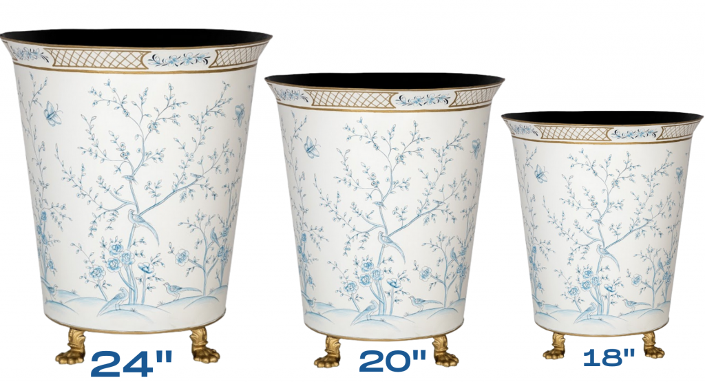 Ivory & Blue Chinoiserie Footed Floor Planter