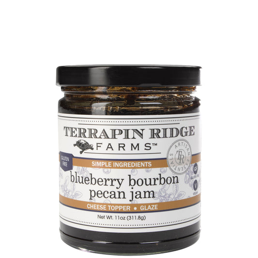 a jar of jam with a white label