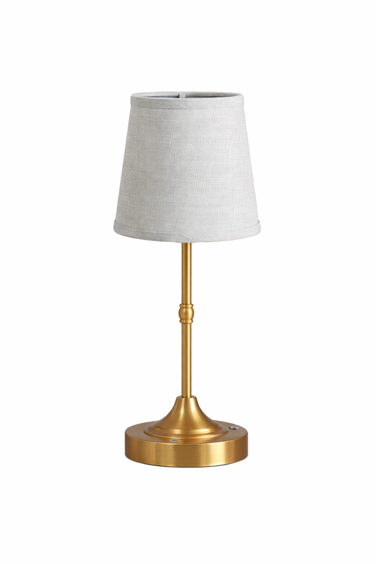 Antique Gold Rechargeable Lamp with Soft Blue Shade