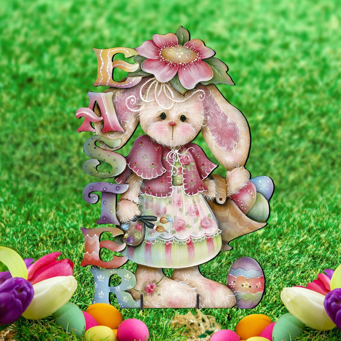 Bunny Easter Yard Sign by Jamie Mills-Price - Easter Spring Decor - 8457605F