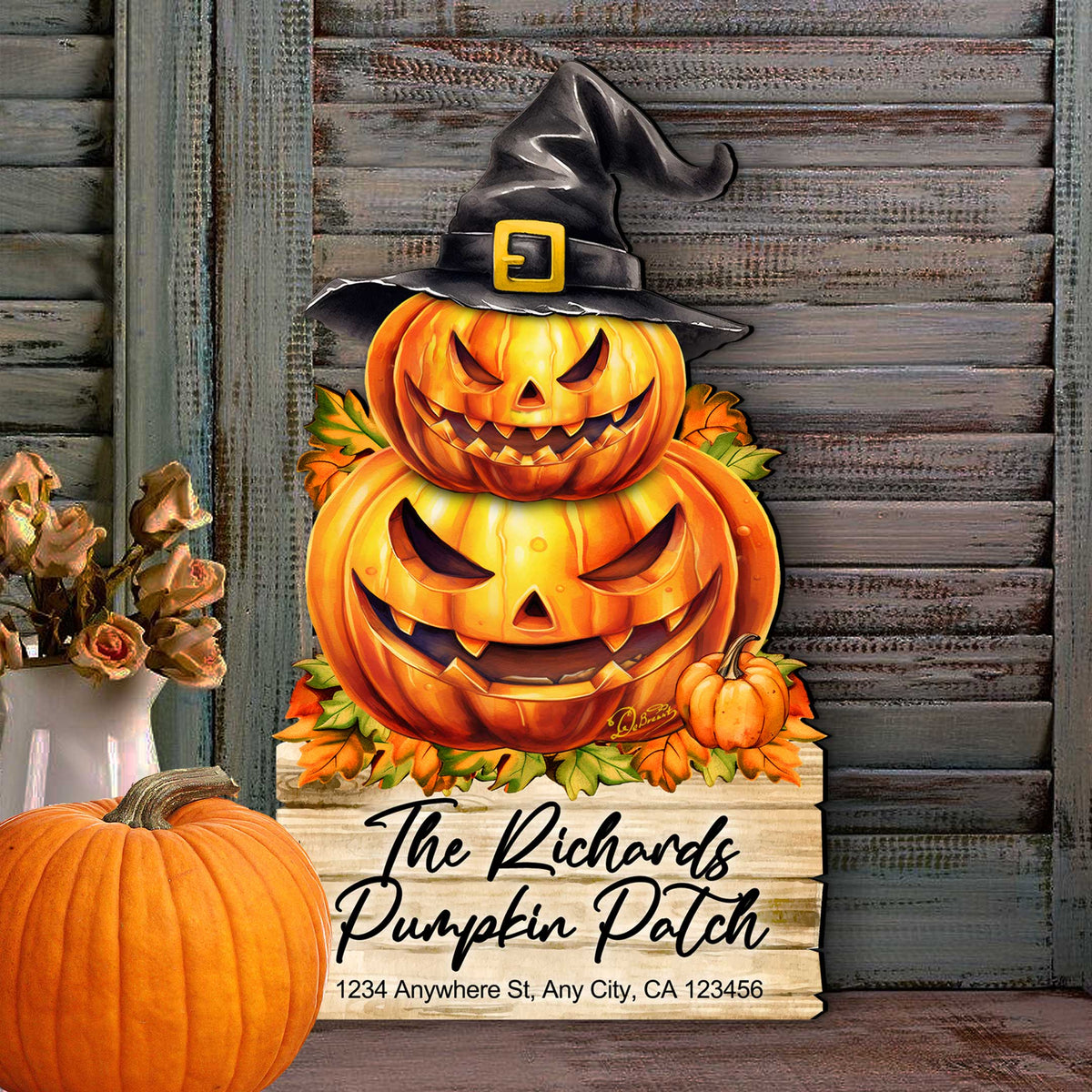 Custom Pumpkin Patch Family Door Hanger - Halloween Decor - 8652823HC