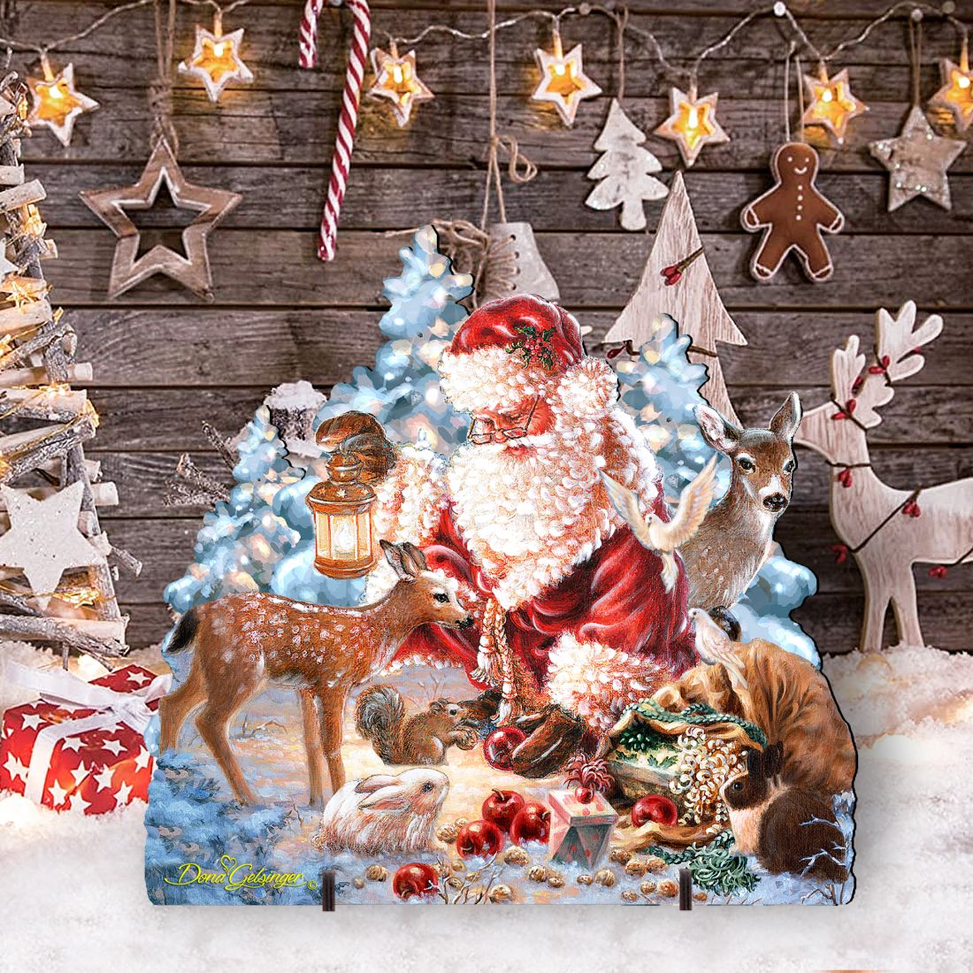 Abundance of Joy Christmas Outdoor Scene by D Gelsinger featuring Santa and Snowman - Christmas Decor 8461044F-0104