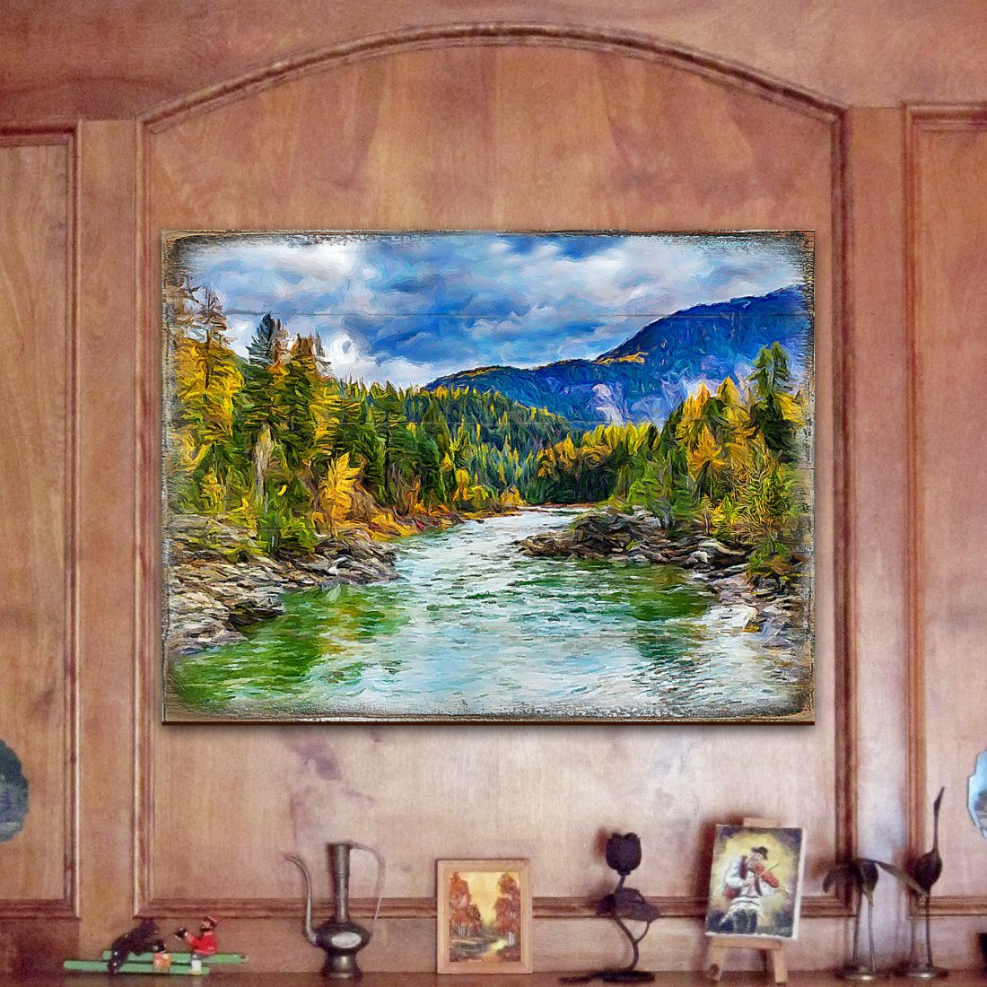 Forest River Art Wooden Wall Art by Nature Wonders - Nature Wildlife Décor  - 95246B